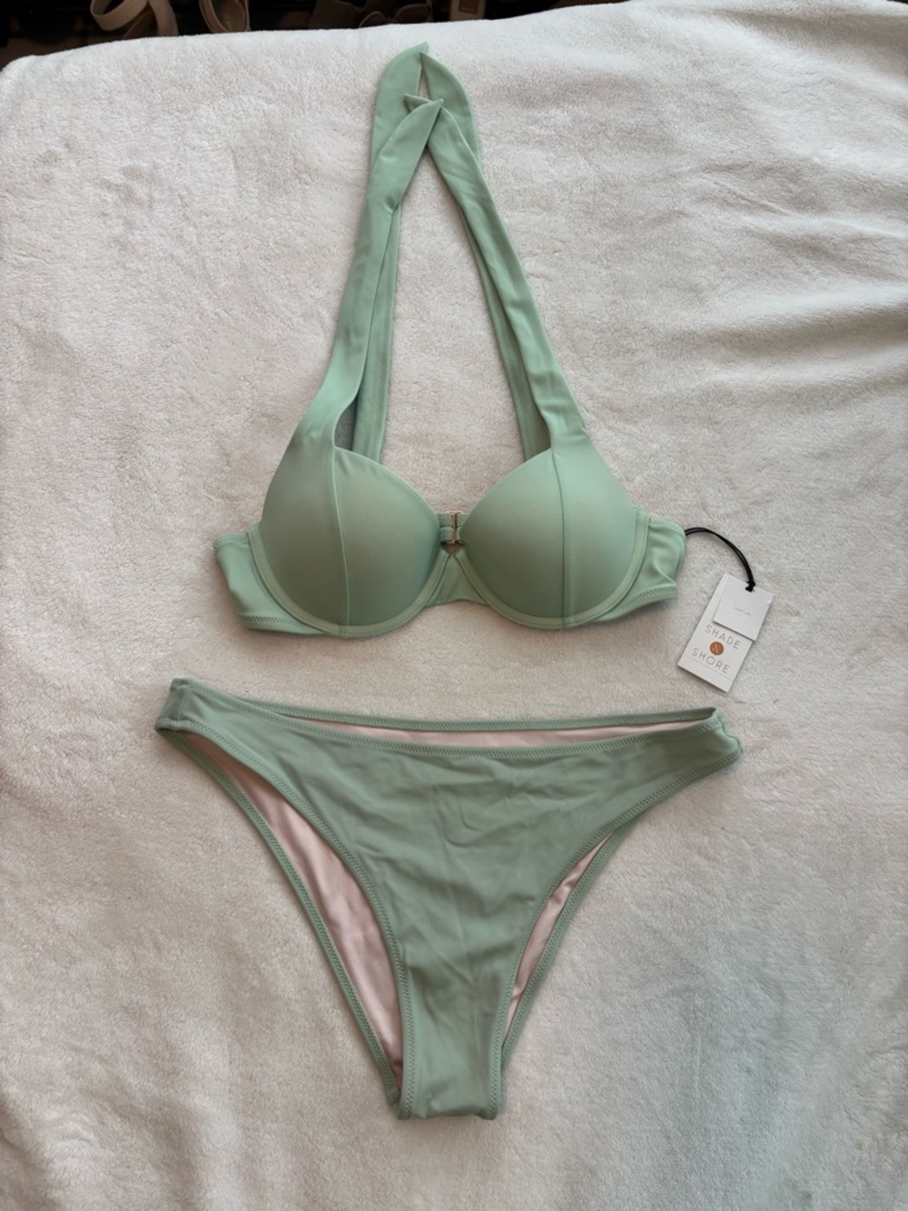 Shade & Shore Women's Mint Halter Bikini Set 34B